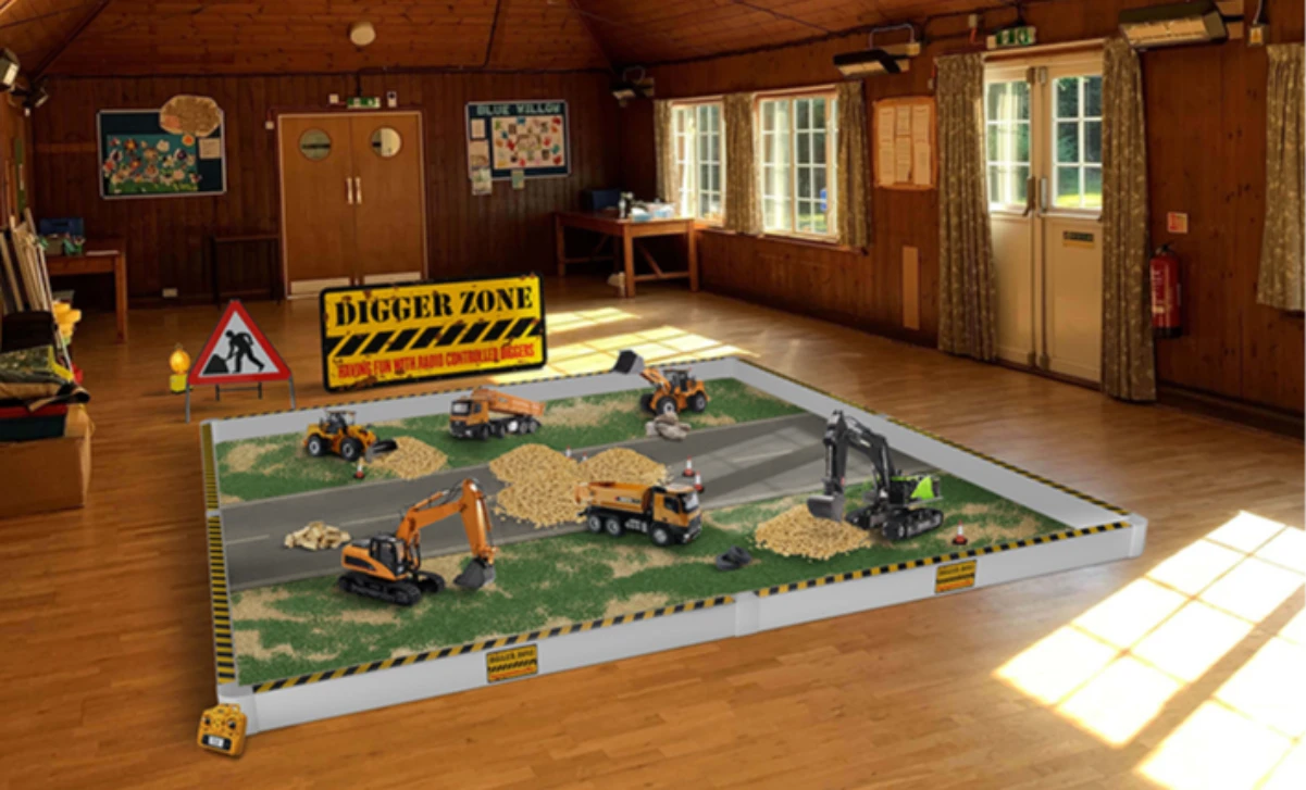 About us image for Digger Zone Party & Event Hire - Dorking parties, At your home, Dorking, Party ideas for a husband who loves diggers, Diggers, rc loaders, Radio Controlled Construction machinery, work christmas party, rc construction site hire, Earth movers, Rock Crawlers, team building party ideas