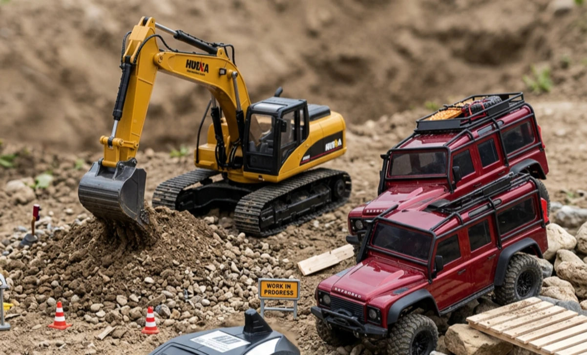 Location Image for Digger Zone RC Crawlers Party & Event Hire - Parties and Events, event hire dorking, Dorking, Radio Controlled Earthmoving equipment, ftx rc car hire, radio controlled action, Event ideas, Wedding evening, Lorries, digger themed event, work christmas party, Experience realistic RC trucks, dumpers & excavators in a construction site